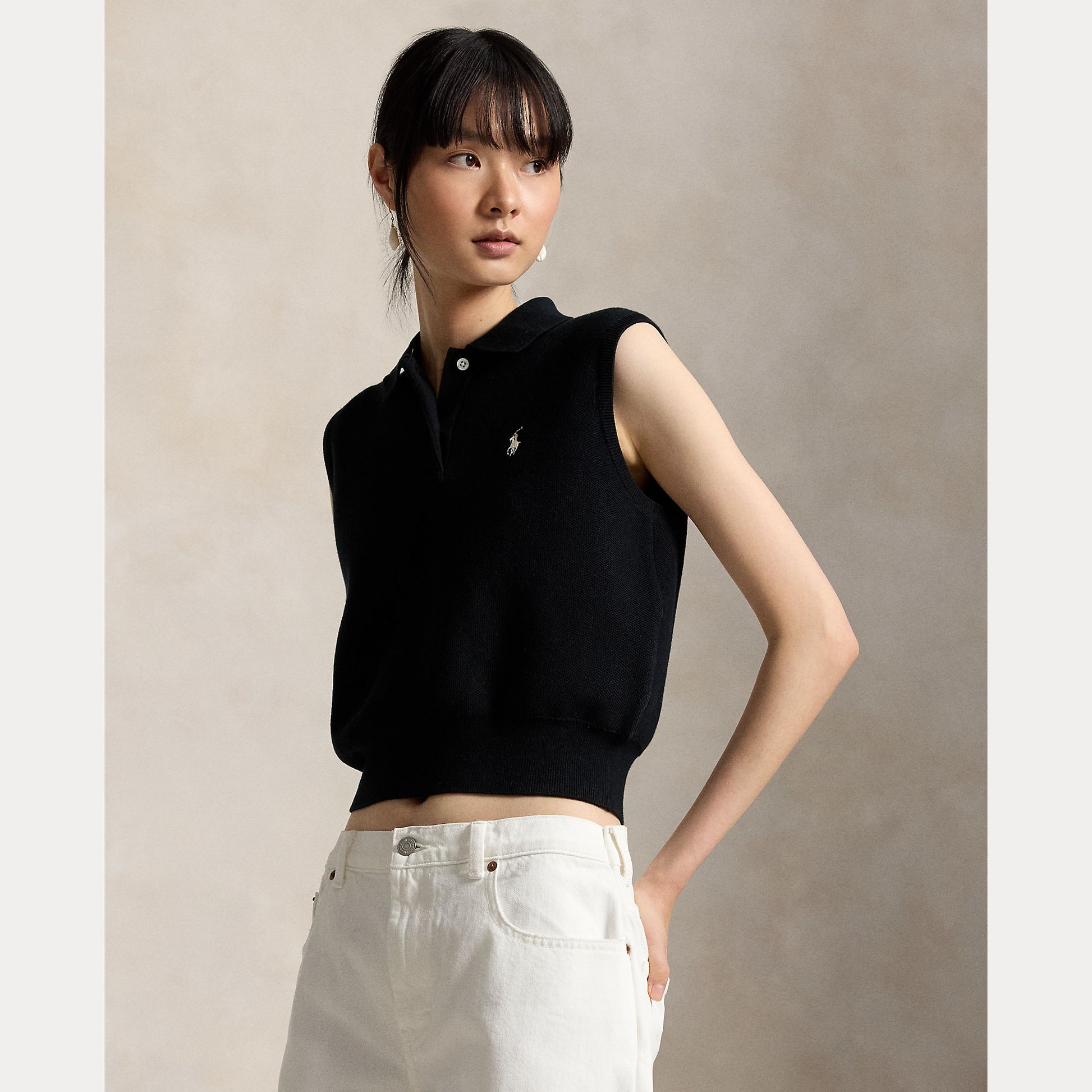 Top sleeveless pima cotton black
