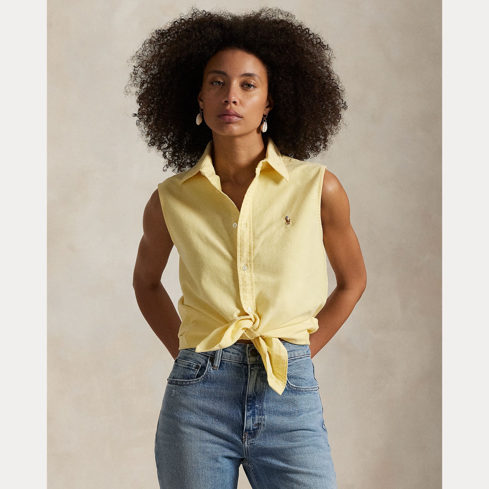 Blouse summer yellow sleeveless