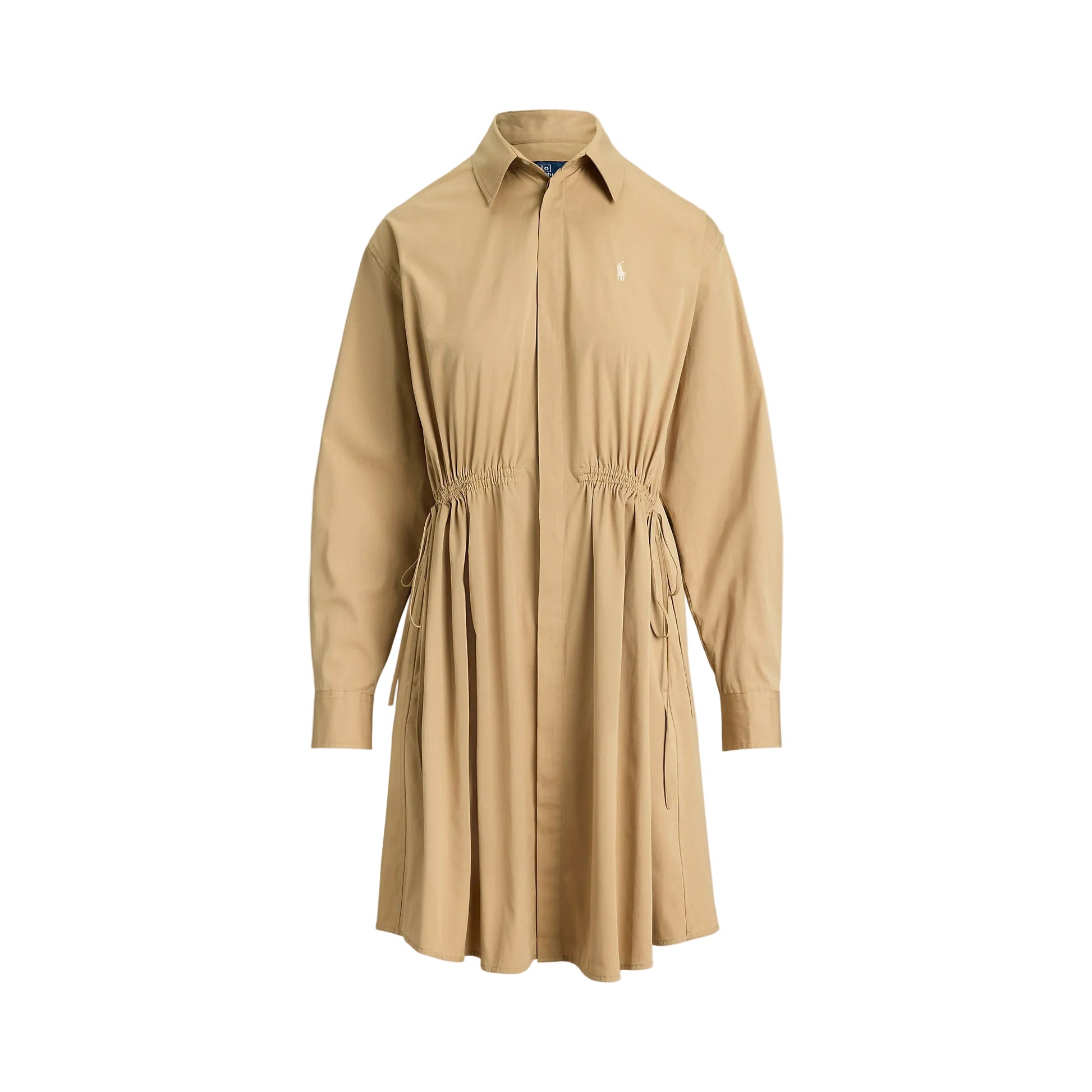 Dress short cotton camel