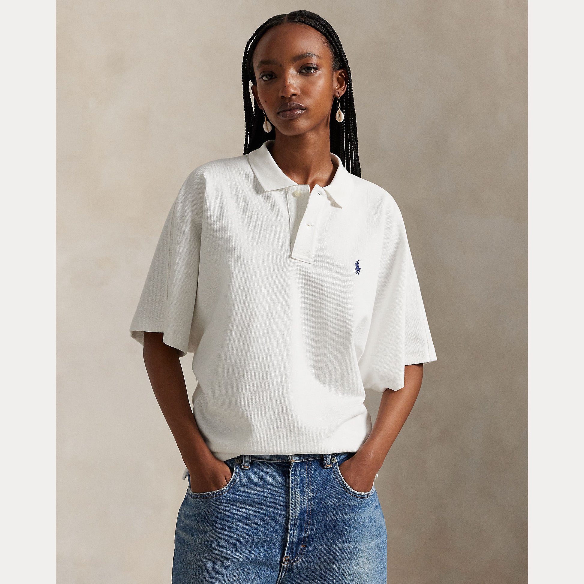 Polo knit pique white