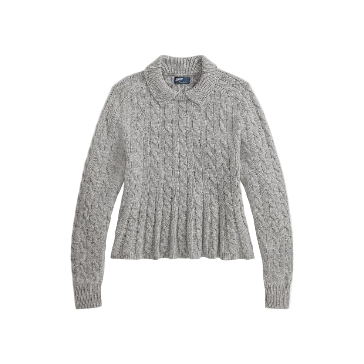 Knit cable wool peplum grey