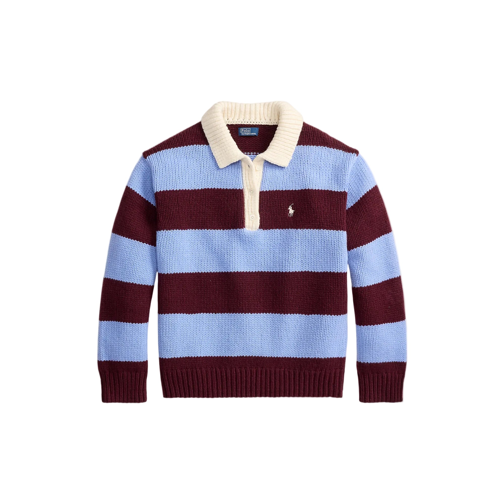 Image of Knit rugby oversized wine/light blue