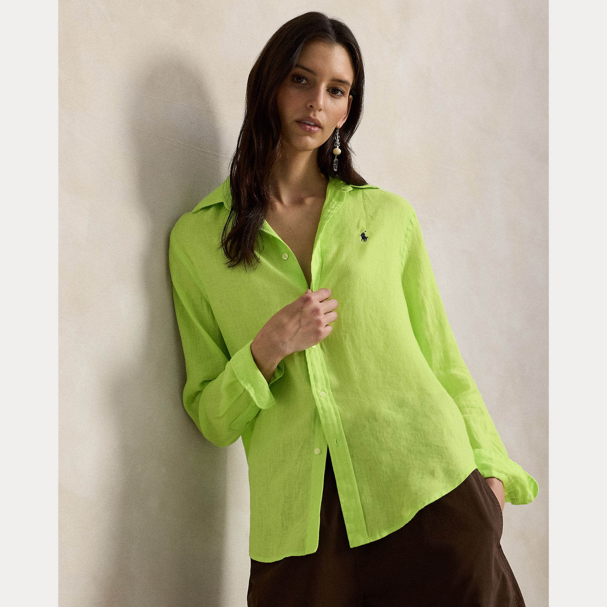 Blouse linen electric lime