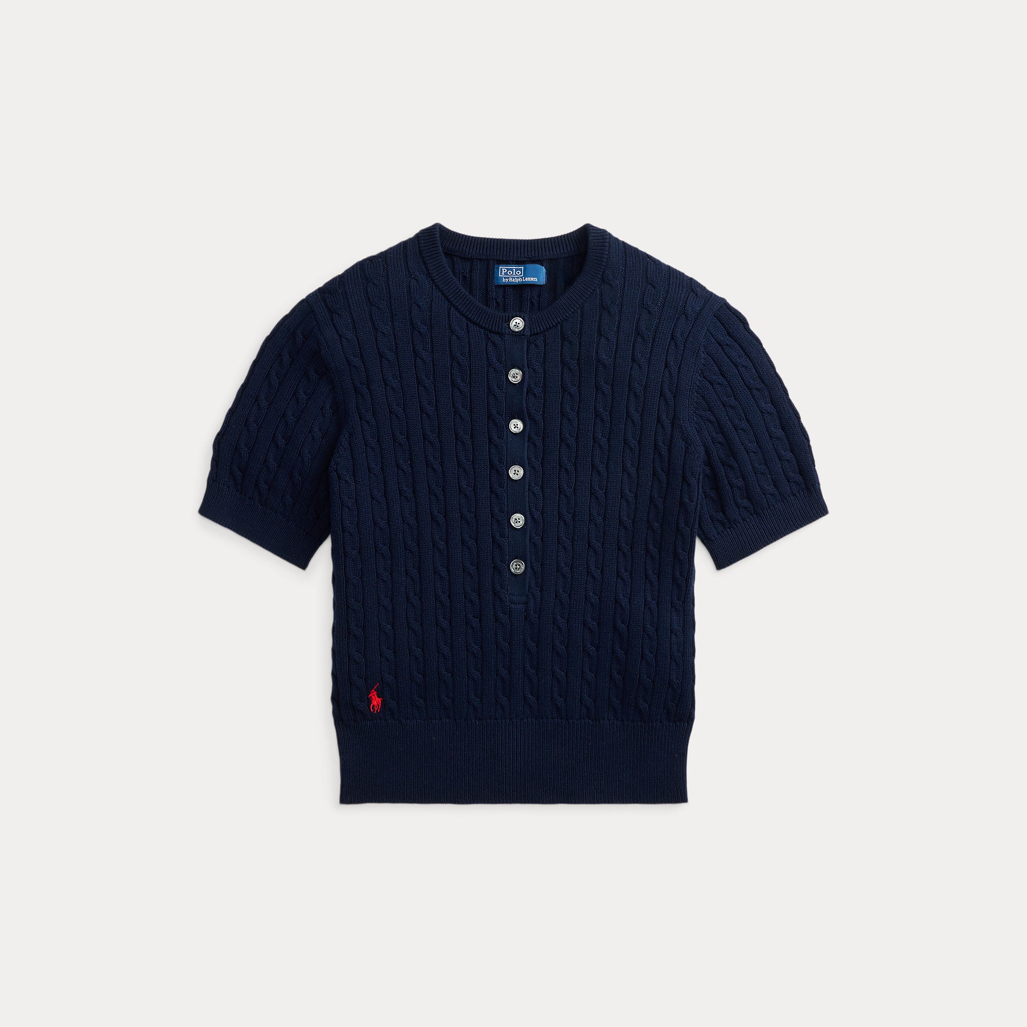Image of Knit Henley cotton clubhouse navy