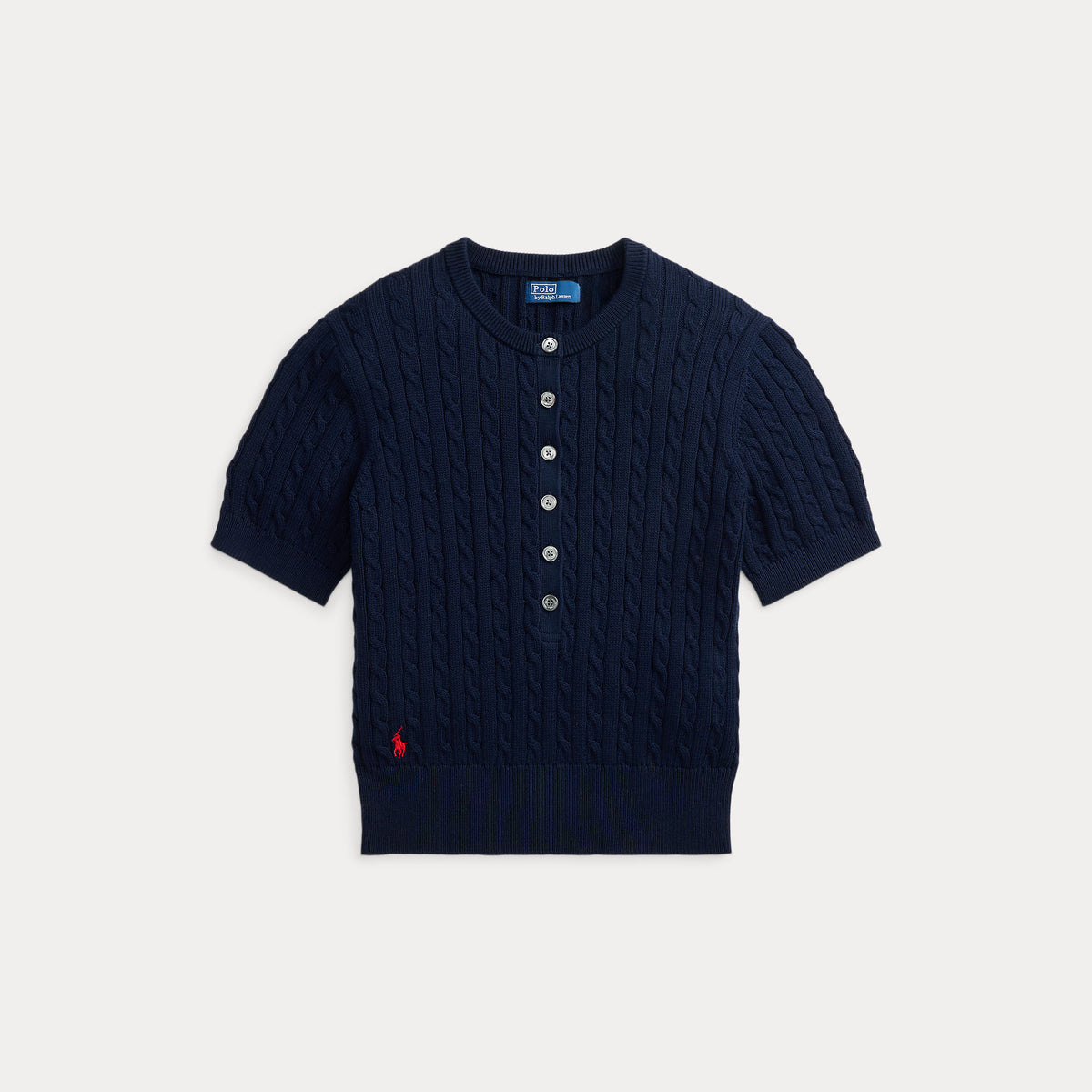 Knit Henley cotton clubhouse navy
