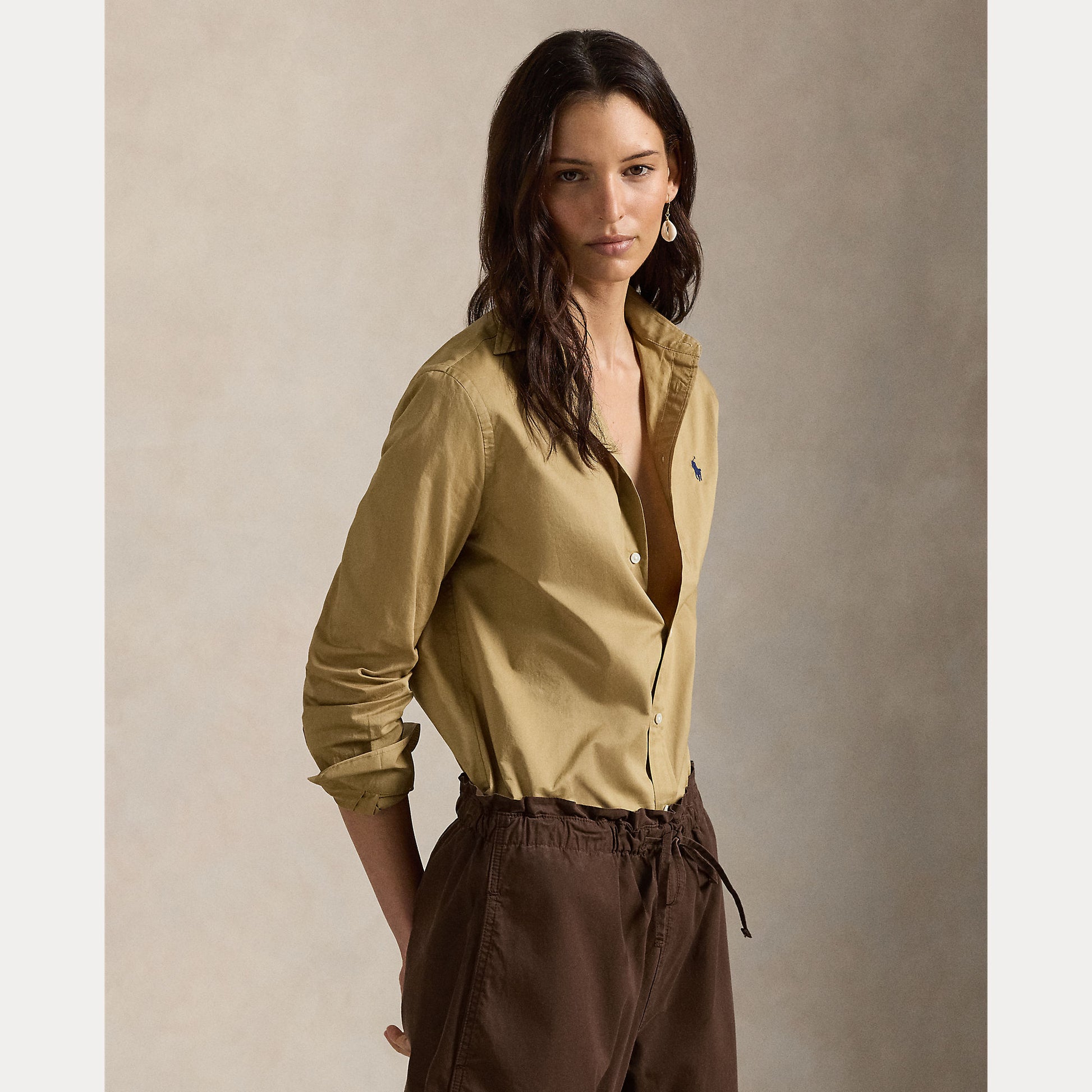 Blouse cotton twill cafe tan