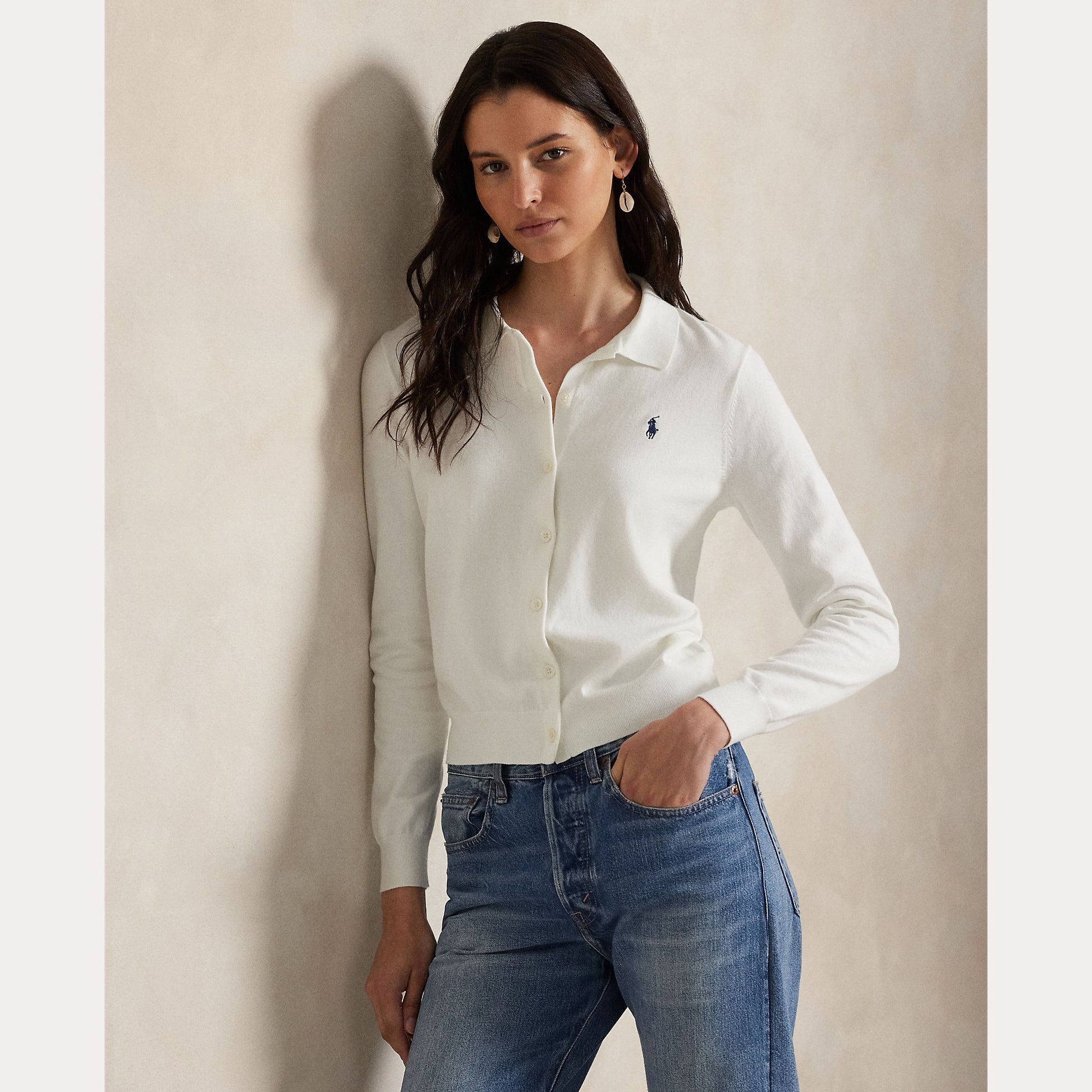 Knit stretch pima cotton white