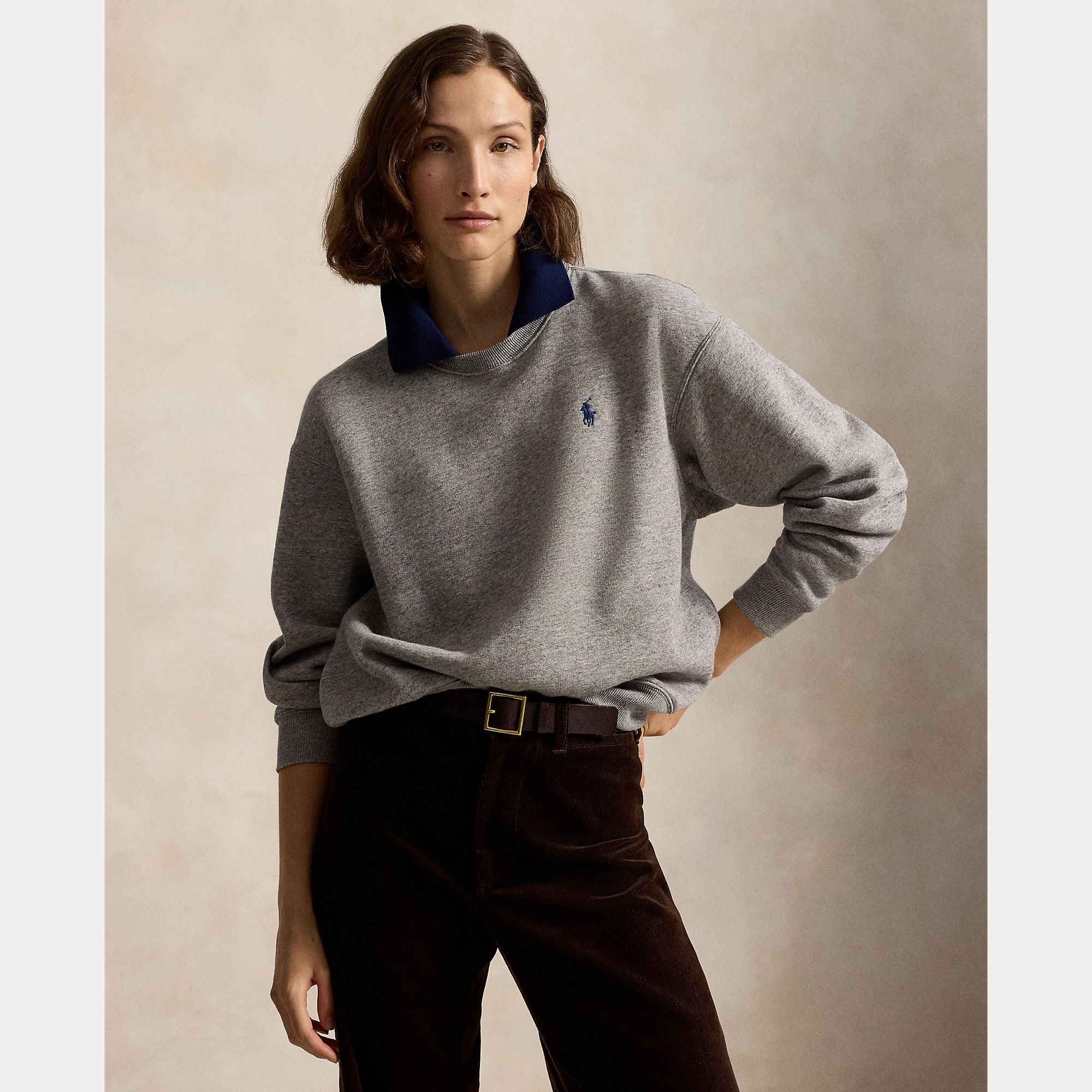 Image of Sweater navy grey collar