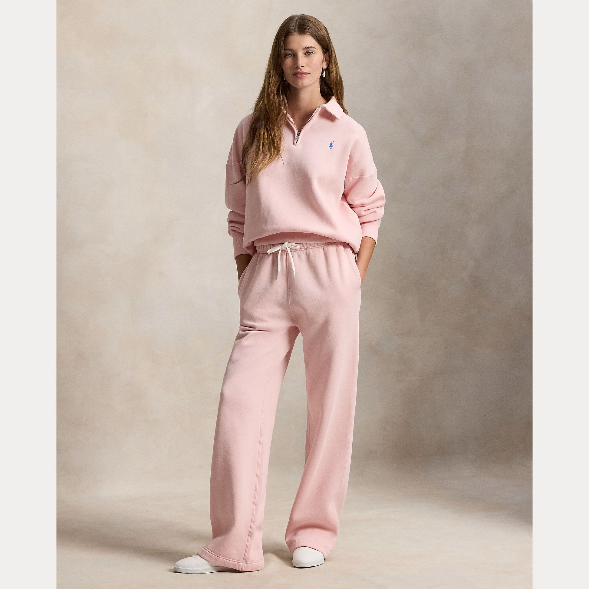 Sweater half zip pink sand