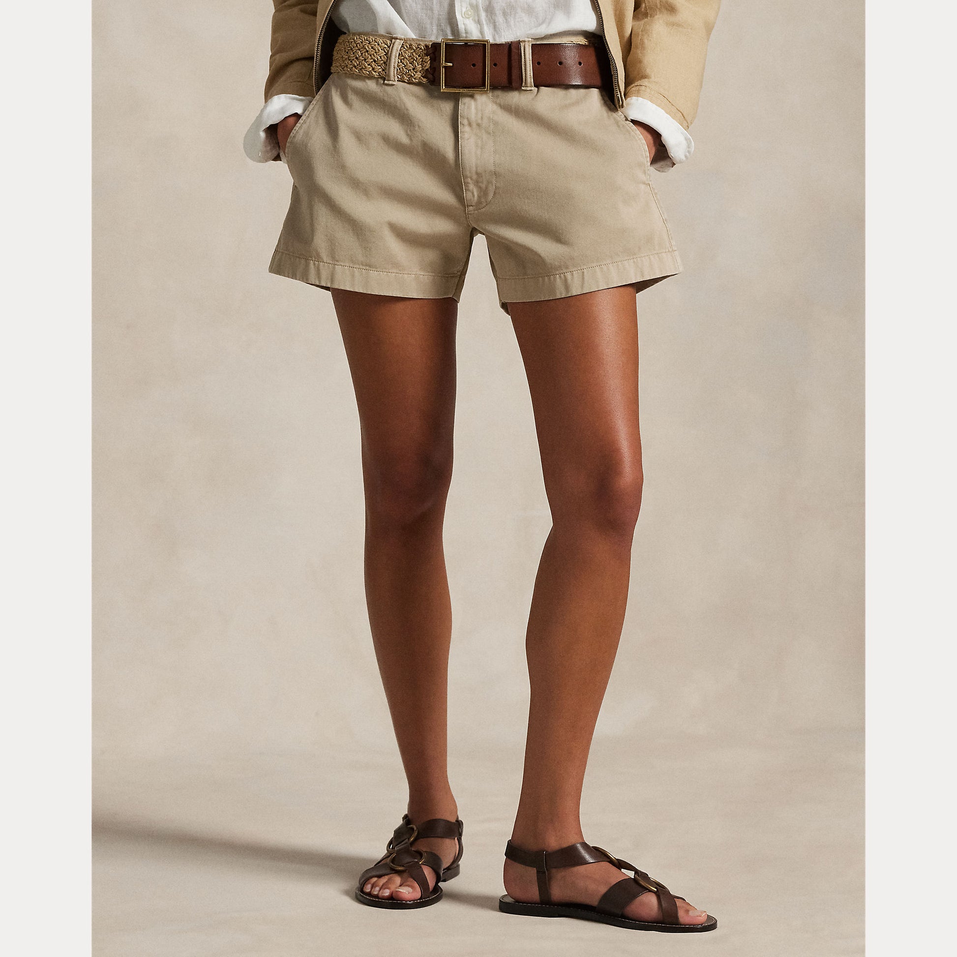 Short woven beige