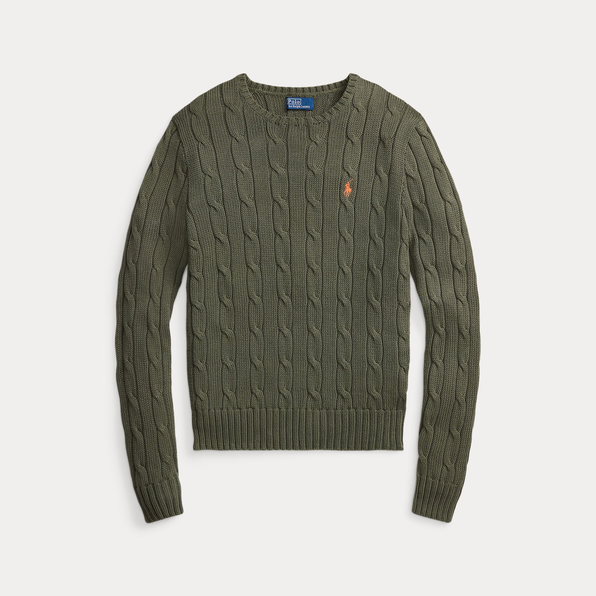 Image of Knit cable cotton olive