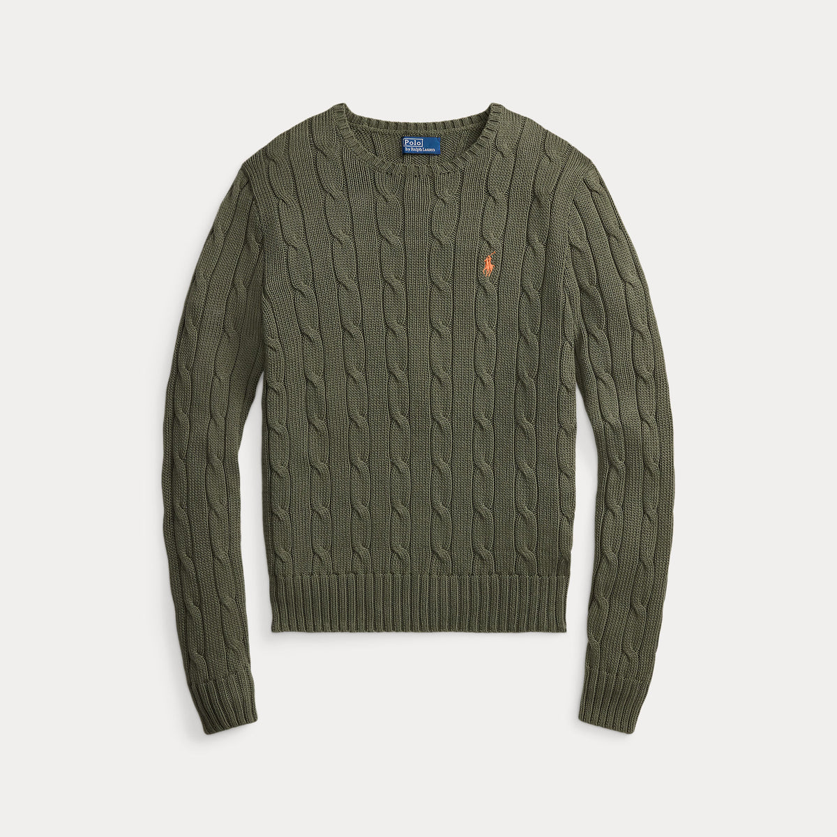 Knit cable cotton olive