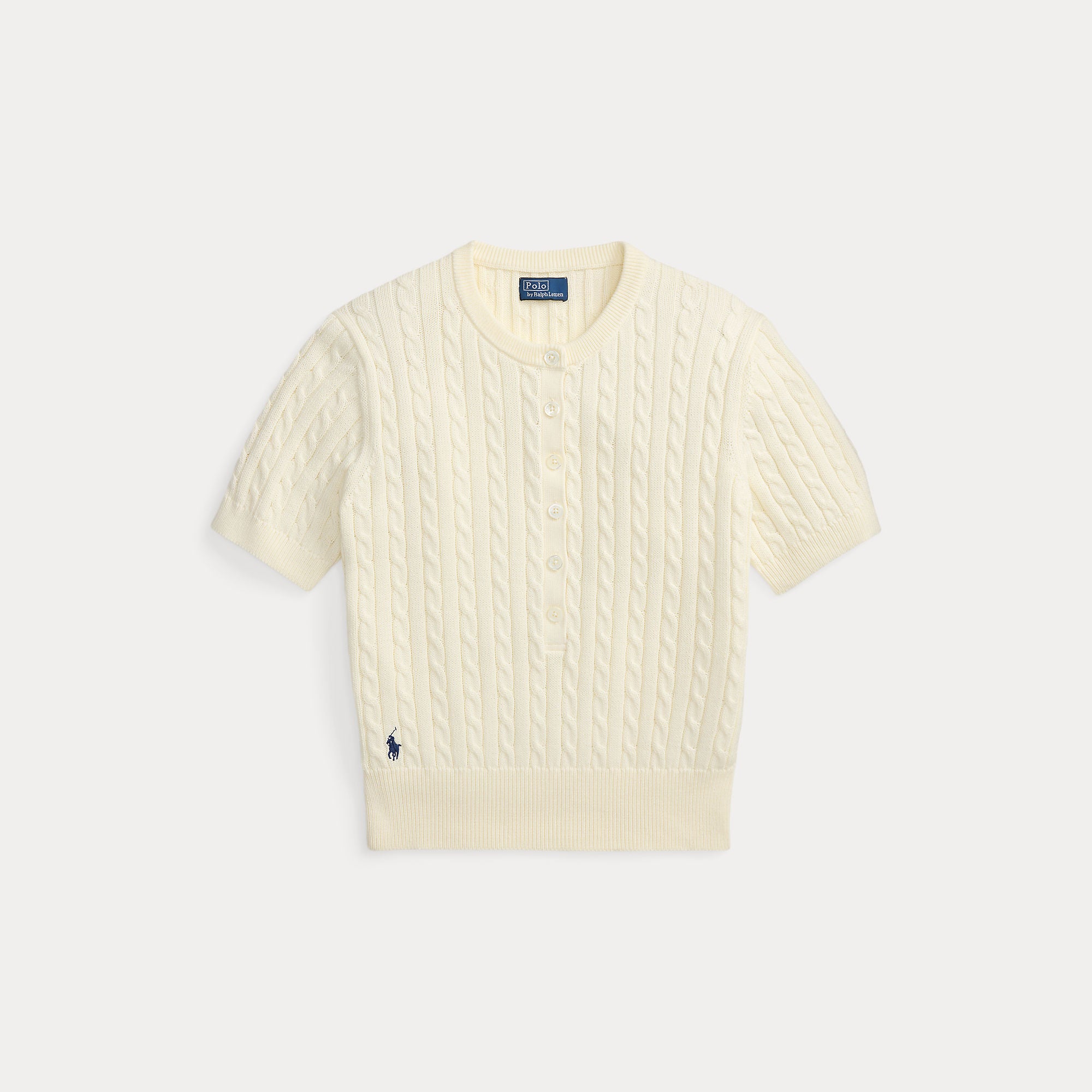 Image of Knit Henley cotton clubhouse cream
