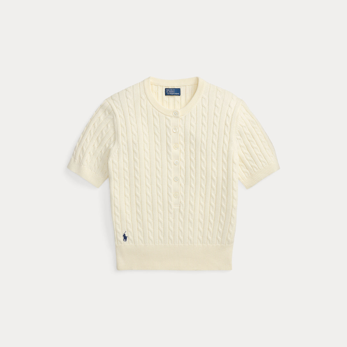 Knit Henley cotton clubhouse cream