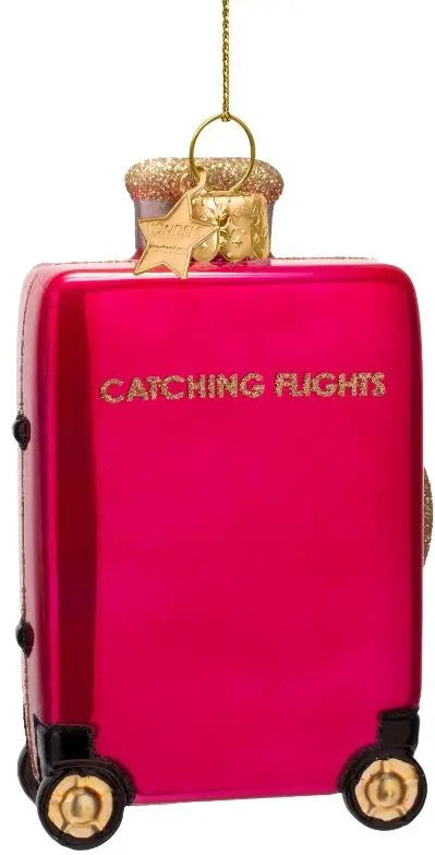 Kersthanger raspberry pinkcatching flight suitcase H10cm