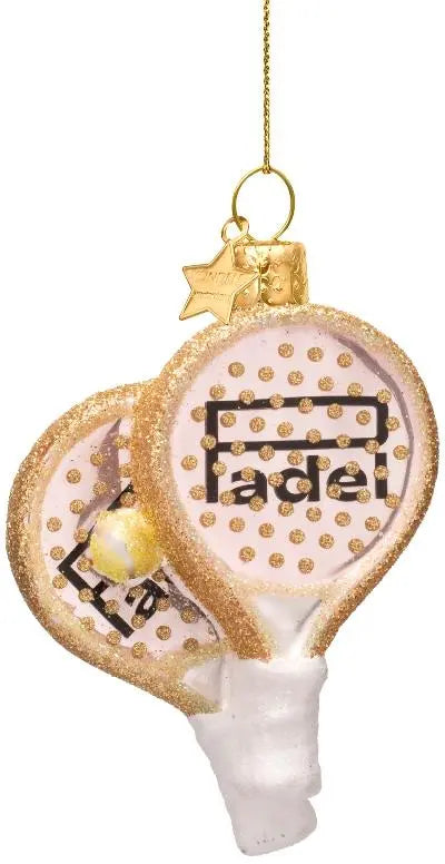 Kersthanger glass opal soft pink padel racket H9.5cm