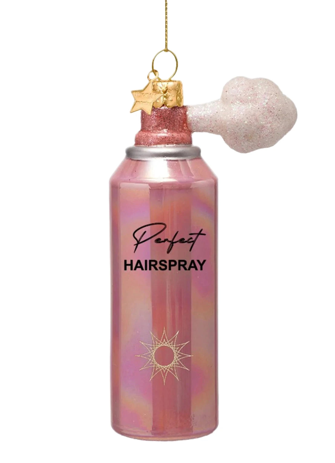 Kersthanger  pink oil hairspray H12cm