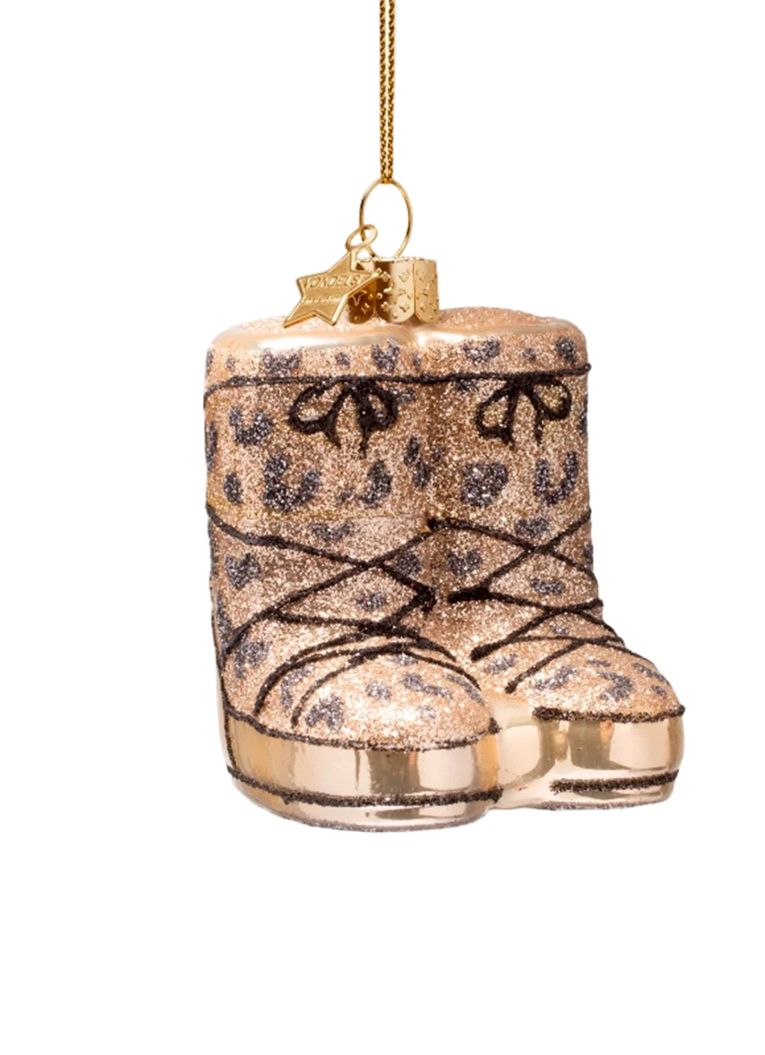 Kersthanger champagne leopard snow boots H7.5cm