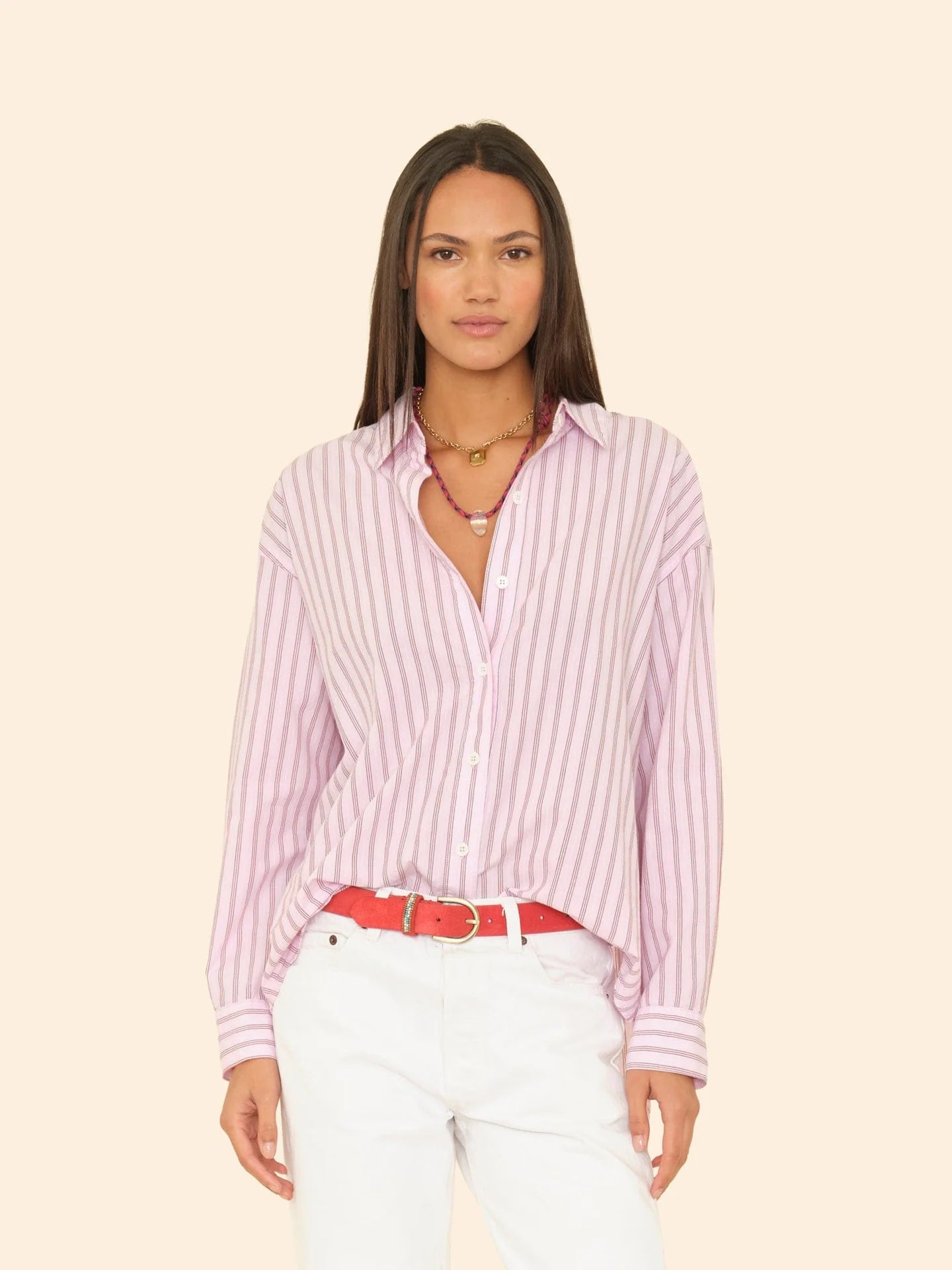Blouse Hayven blush cherry stripe